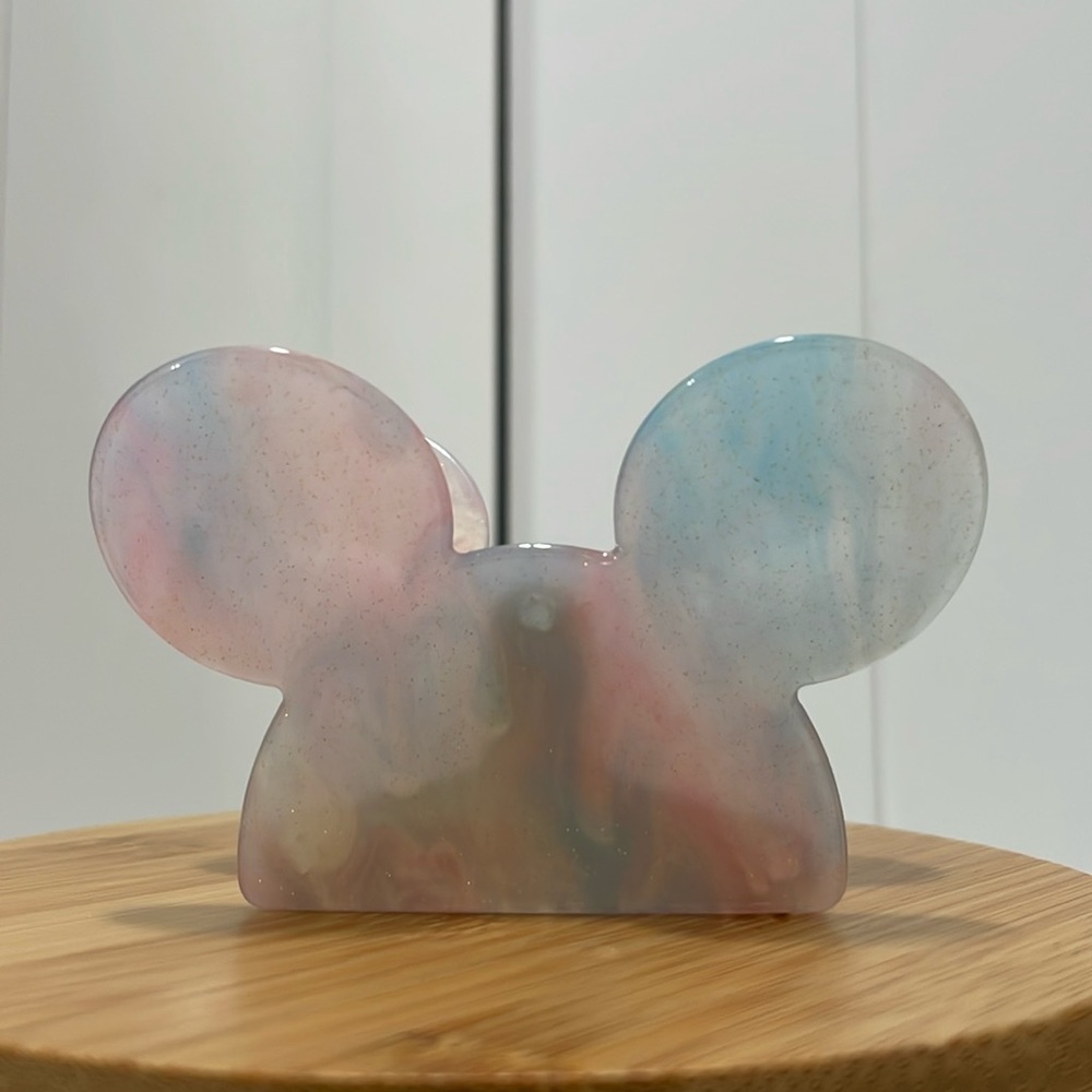 Mickey Pink and Blue Glitter Marble Hair Claw Clip New With Tag